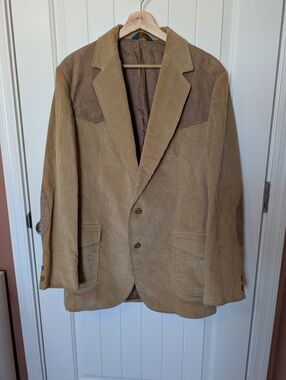 Vintage Pen West Men’s Corduroy and Suede Blazer 42L Brown/Tan